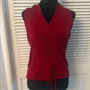 INC International Concepts Red Knit Top with Tie Detail